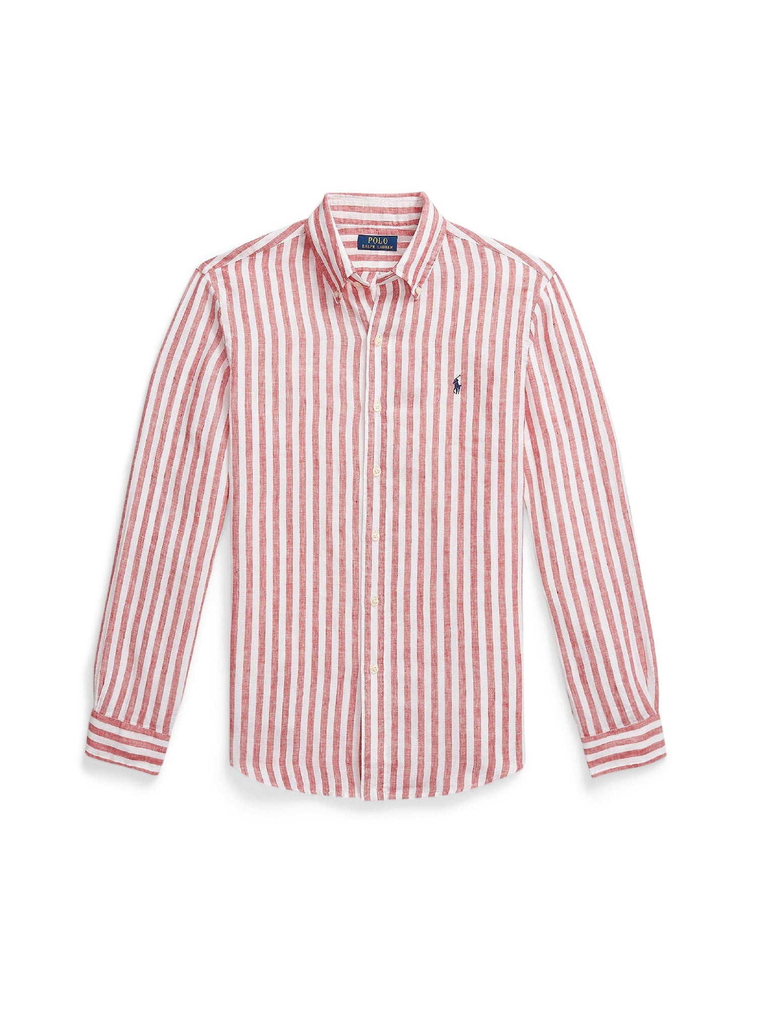 Chemise rayée Custom Fit en lin - Red & White