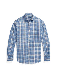 Chemise écossaise ajustée en lin - Blue, White & Multicolore
