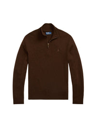 Pull demi-zippé en laine - Cacao Brown Heather