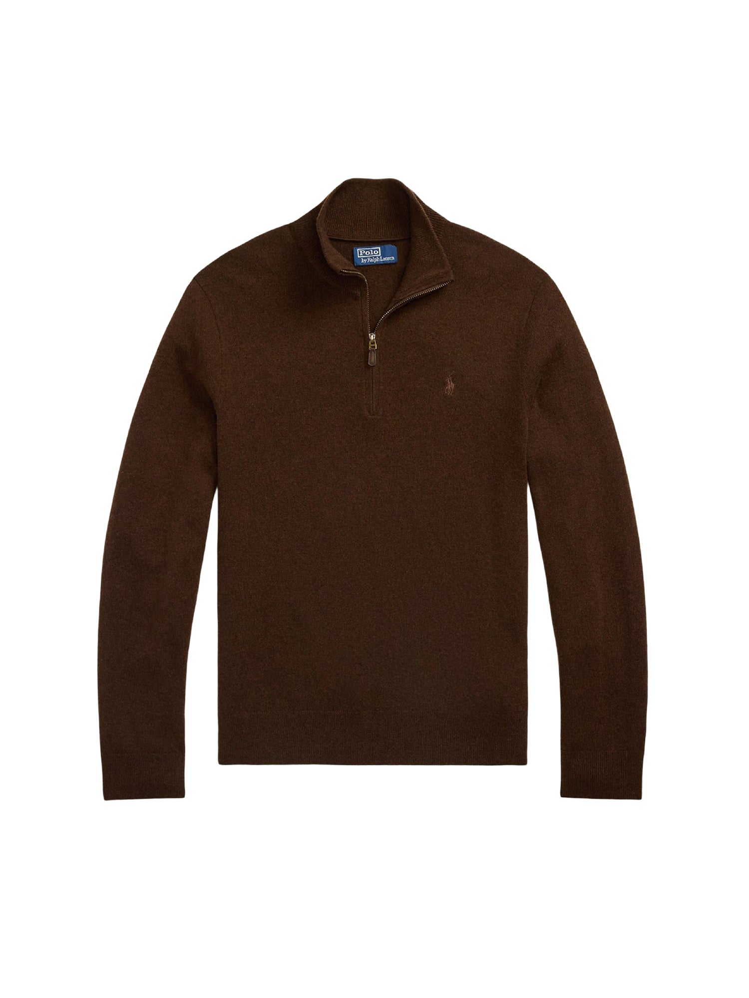Pull demi-zippé en laine - Cacao Brown Heather
