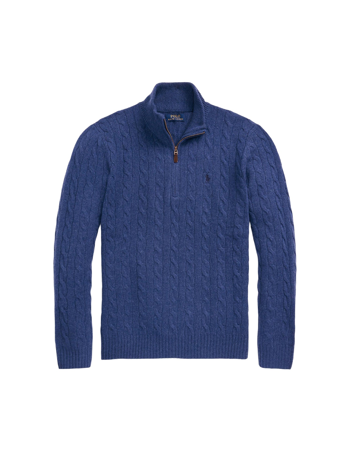 Pull torsadé demi-zippé en laine - Rustic Navy Heather