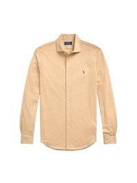 Chemise à col évasé en jersey  - Classic Camel Hthr