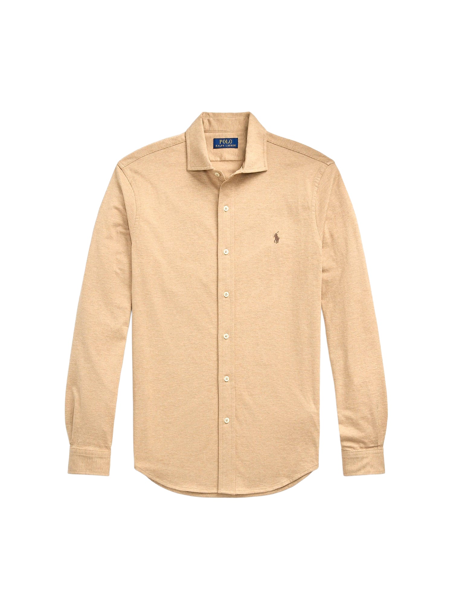 Chemise à col évasé en jersey  - Classic Camel Hthr