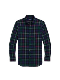 Fitted tartan twill shirt - Evergreen & Red
