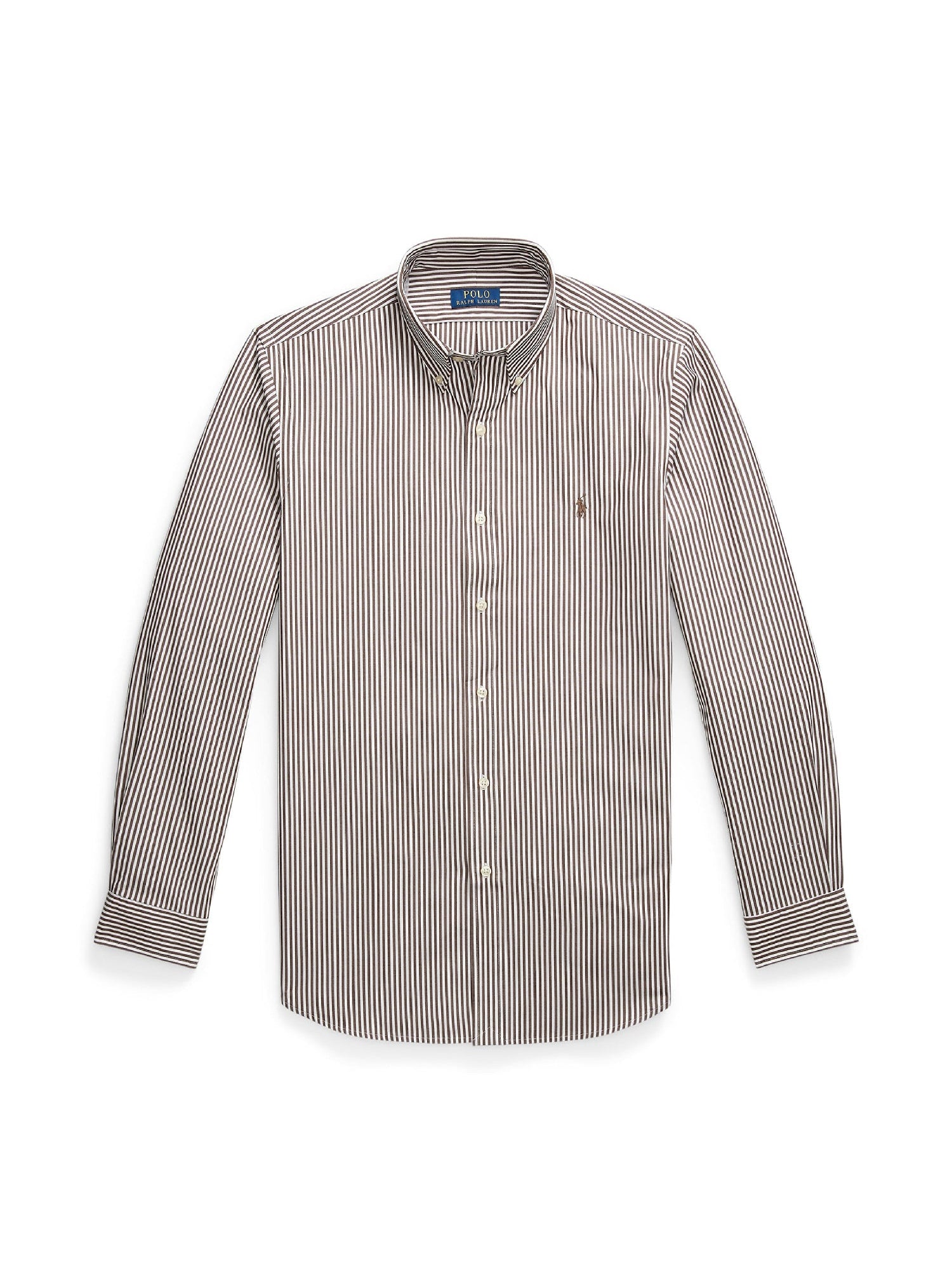Chemise rayée Custom Fit popeline - Cooper Brown & White