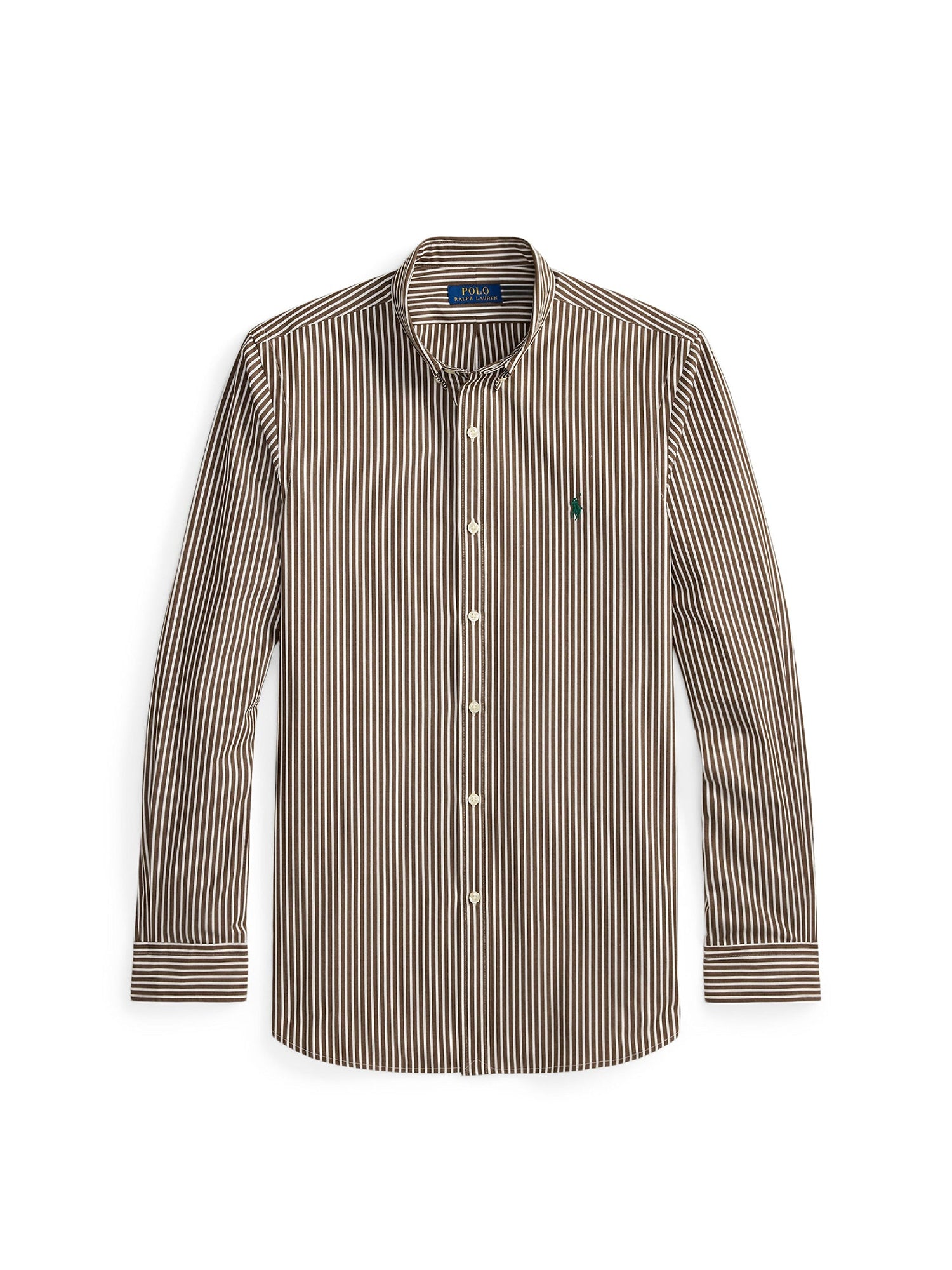 Chemise rayée Custom Fit popeline - Copper Brown & White