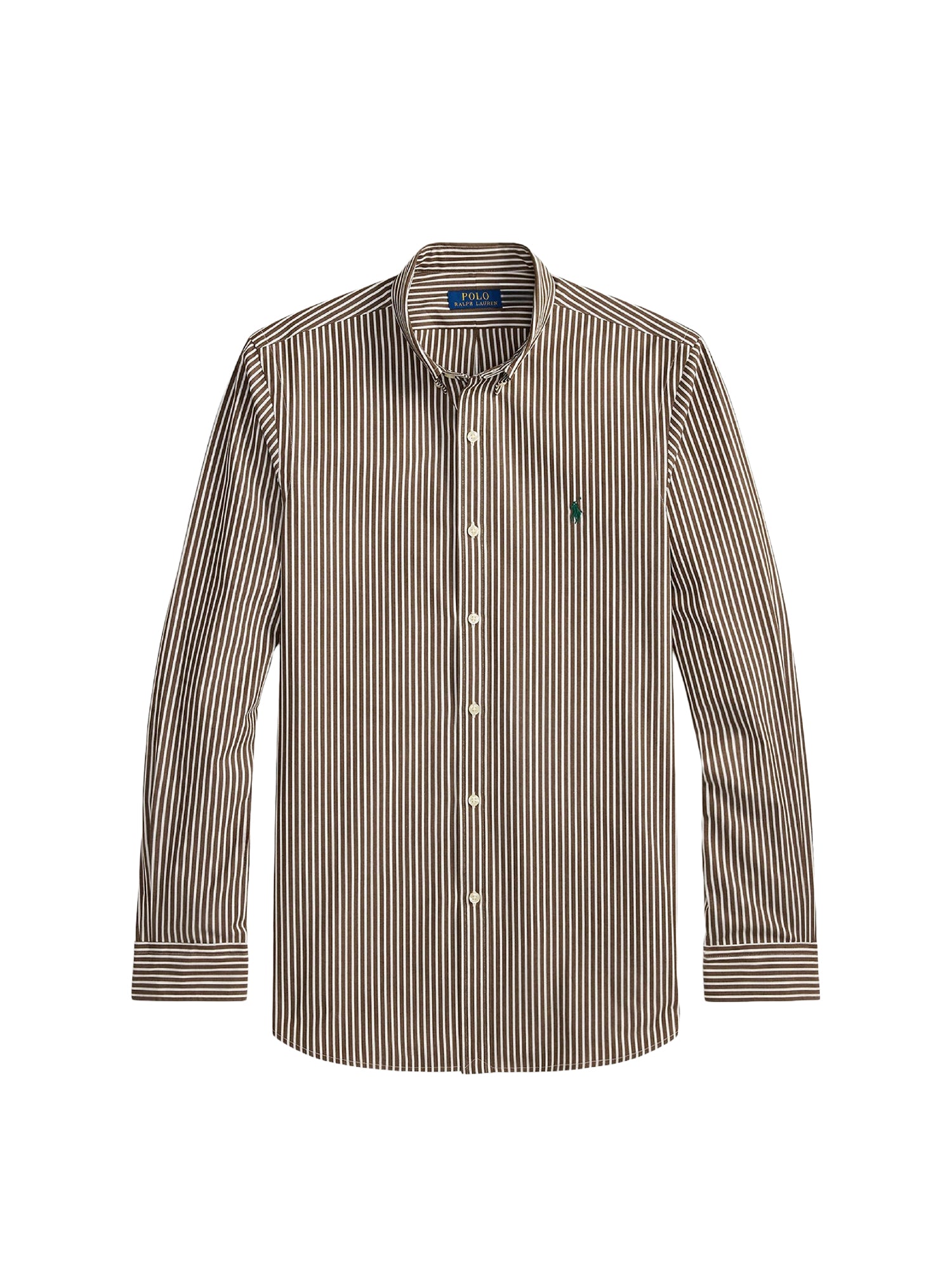 Custom Fit poplin striped shirt - Copper Brown & White