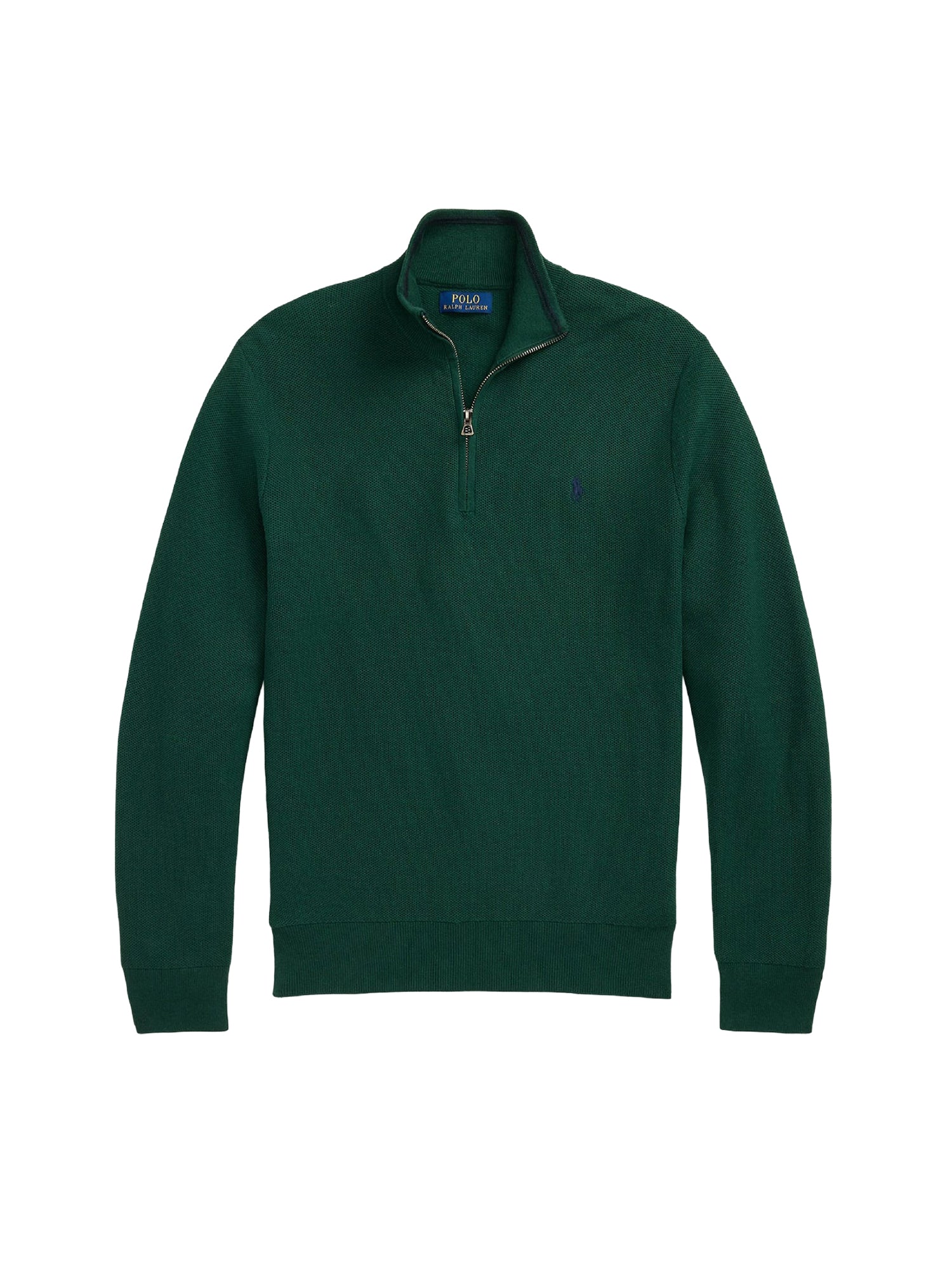 Pull demi-zippé en coton piqué - Vintage Pine