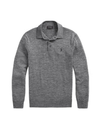 Wool polo neck jumper - Fawn Grey Heather