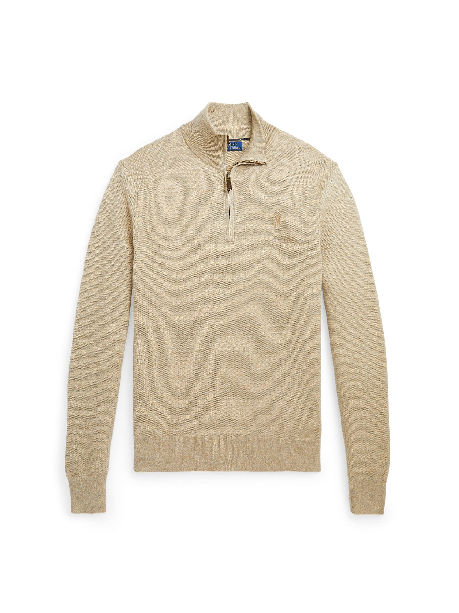 Pull demi-zippé en laine lavable - Tan Marl