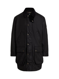 Emblematic three-quarter length waxed canvas coat - Polo Black