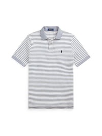 Polo en piqué rayé Custom Slim Fit - Earth Blue & White