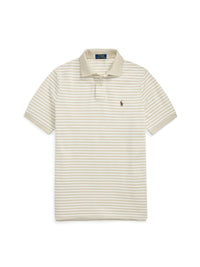 Polo en piqué rayé Custom Slim Fit - Classic Khaki & White