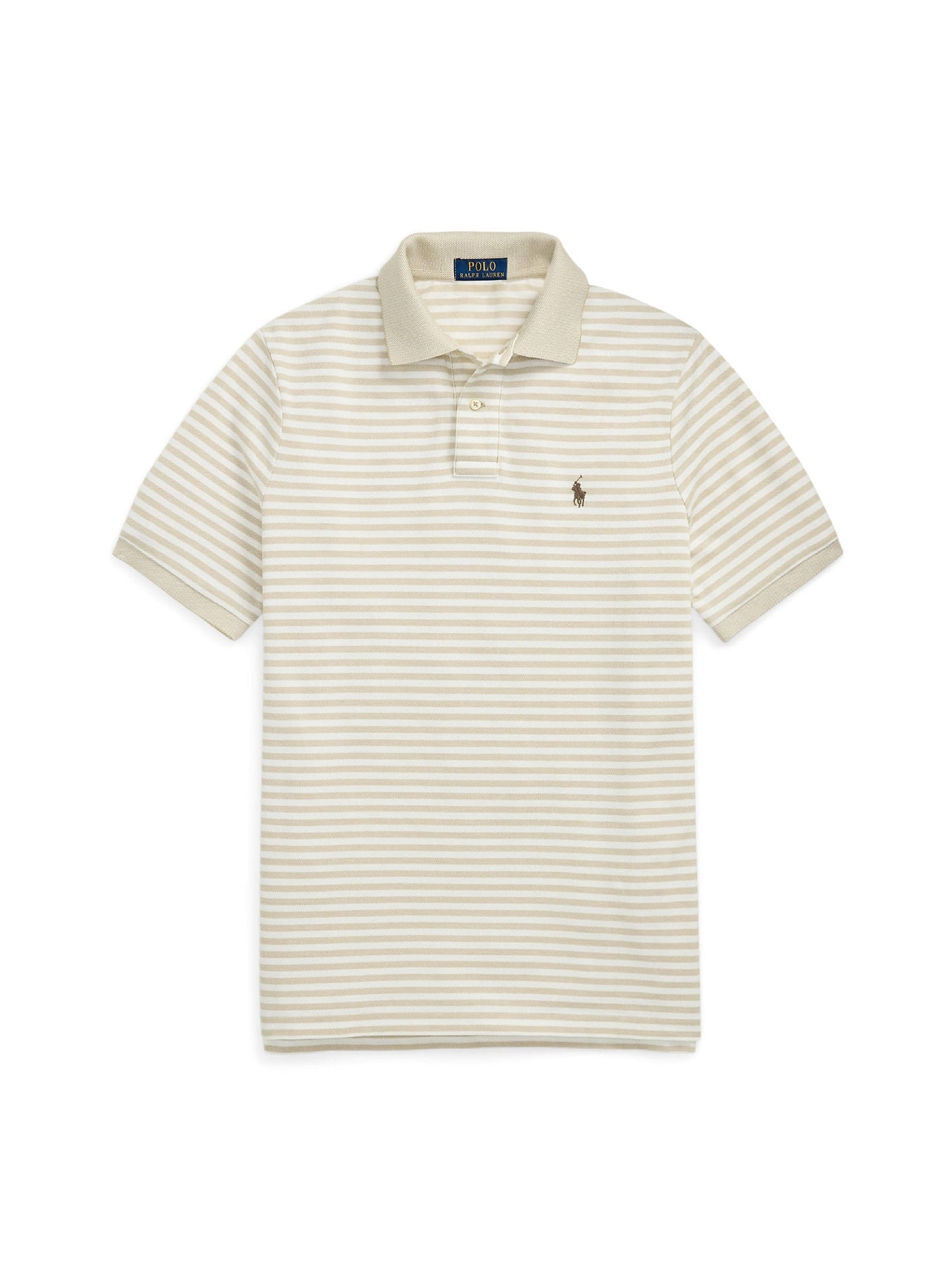Polo en piqué rayé Custom Slim Fit - Classic Khaki & White