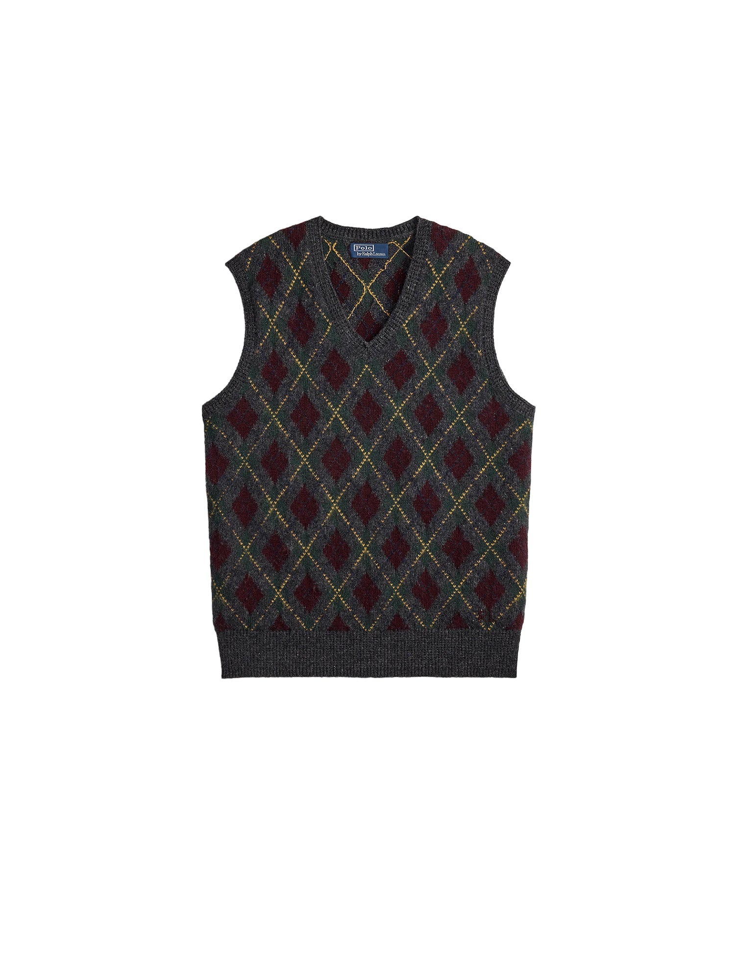 Lozenge wool tank top jumper - Charcoal Combo