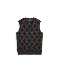 Pull débardeur losanges en laine - Charcoal Combo