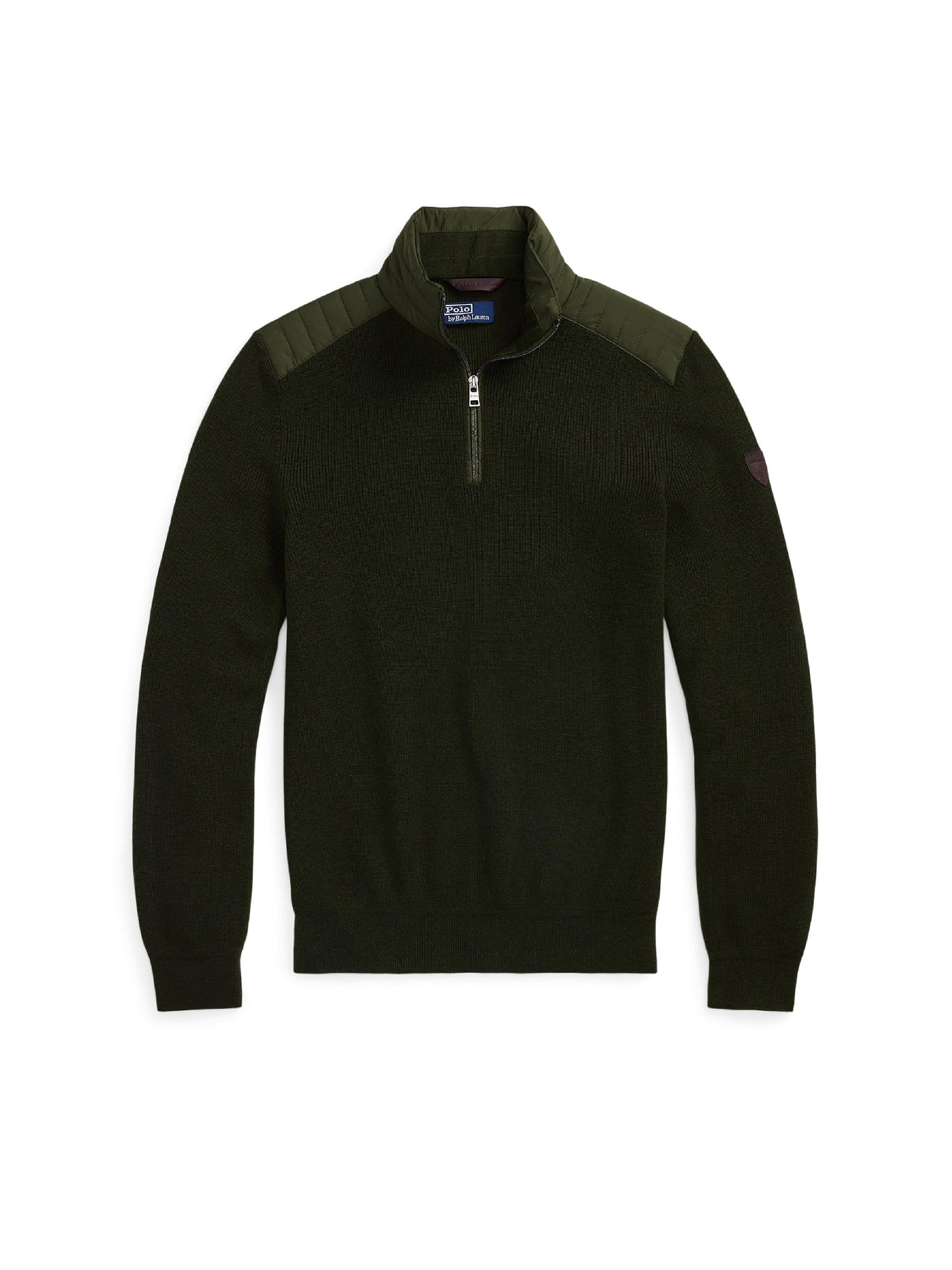 Pull demi-zippé en laine lavable - Olive Combo