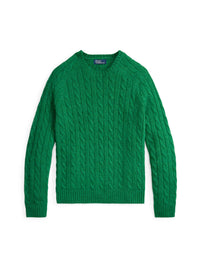 Pull torsadé à renforts en daim - Basil Green