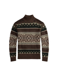 Pull à motif géométrique en laine - Brown Combo