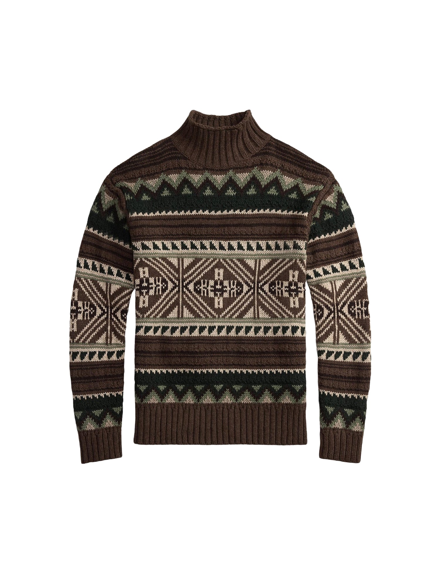 Pull à motif géométrique en laine - Brown Combo