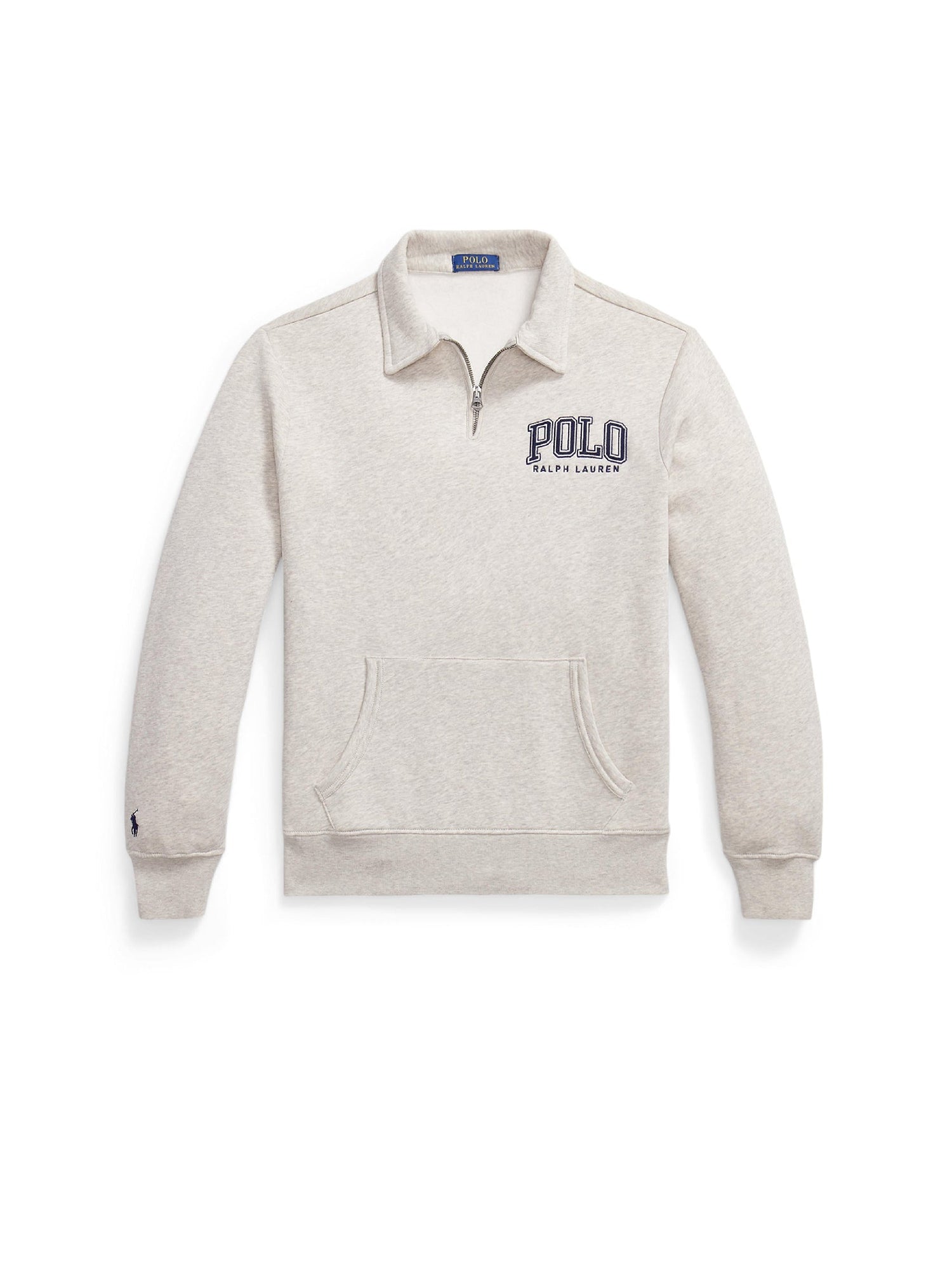 Sweat col en molleton à logo - Light Sport Heather
