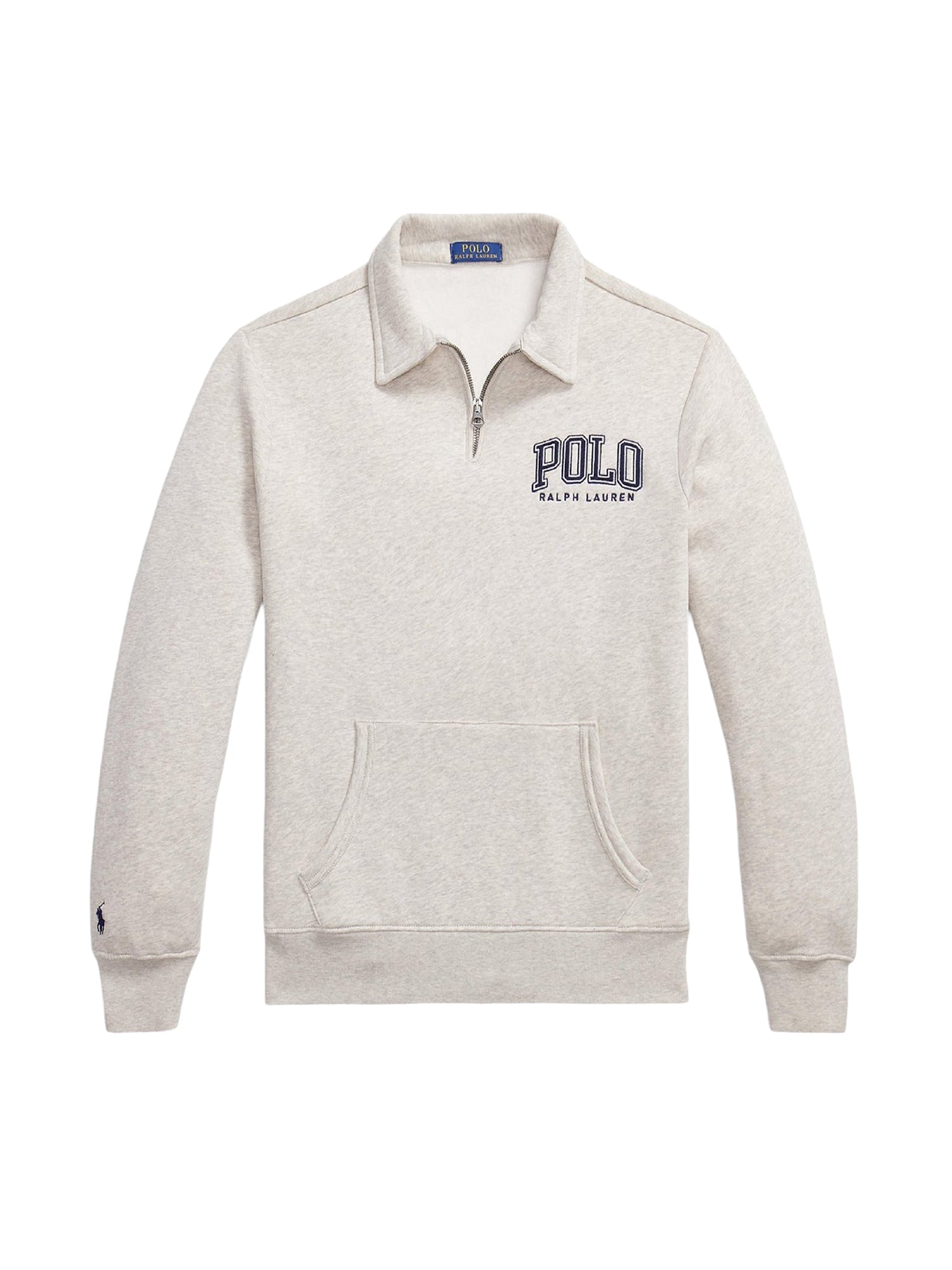 Sweat col en molleton à logo - Light Sport Heather