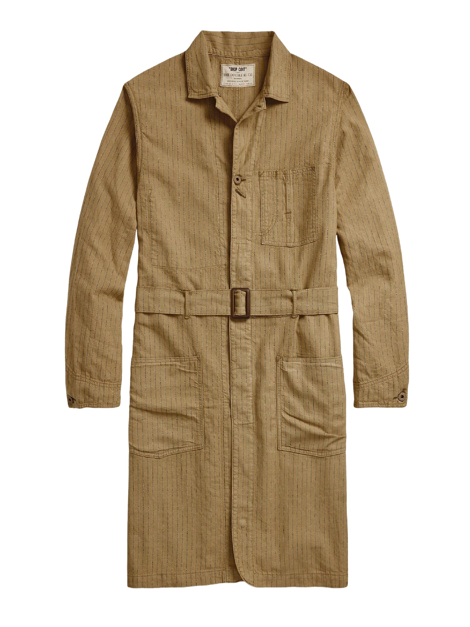 Manteau rayé en lin - Tan & Multicolore