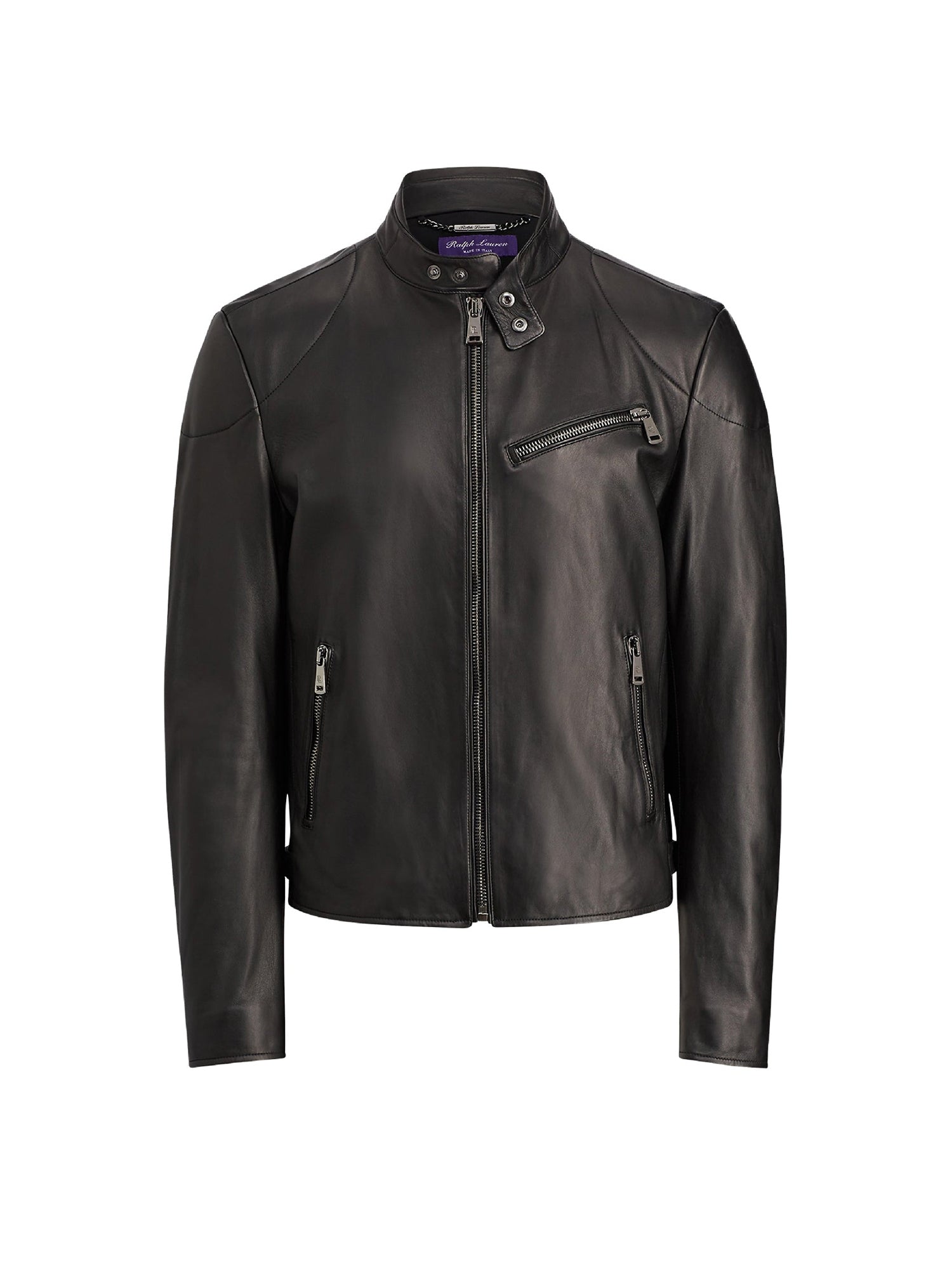 Randall biker jacket with leather zips - Black