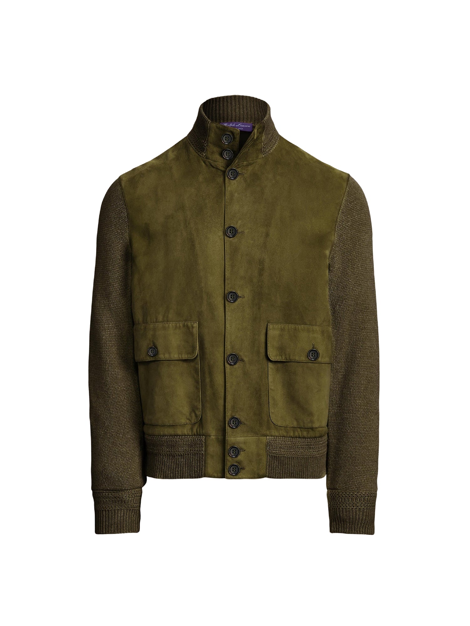 Cashmere and suede blend cardigan - Thicket Moss Melange