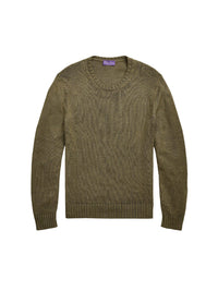 Round-neck jumper in linen and silk - Olive Night