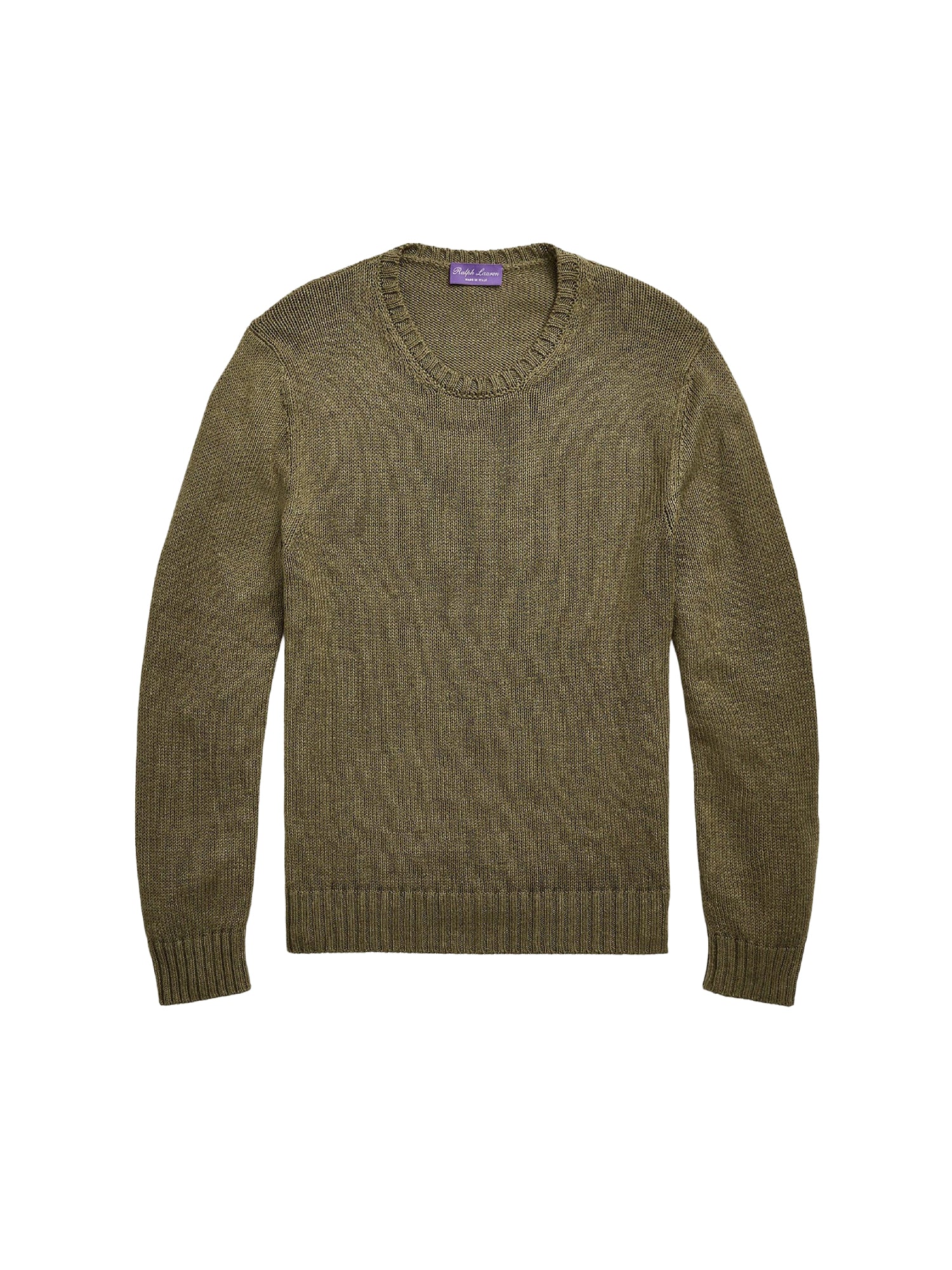 Round-neck jumper in linen and silk - Olive Night