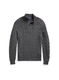 Twisted cashmere half-zip jumper - Medium Grey Melange