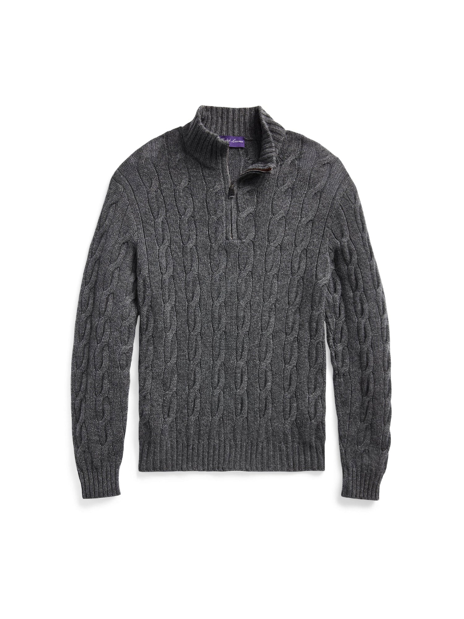 Twisted cashmere half-zip jumper - Medium Grey Melange