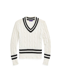 Pull de cricket en cachemire - Lux Cream With Classic Black