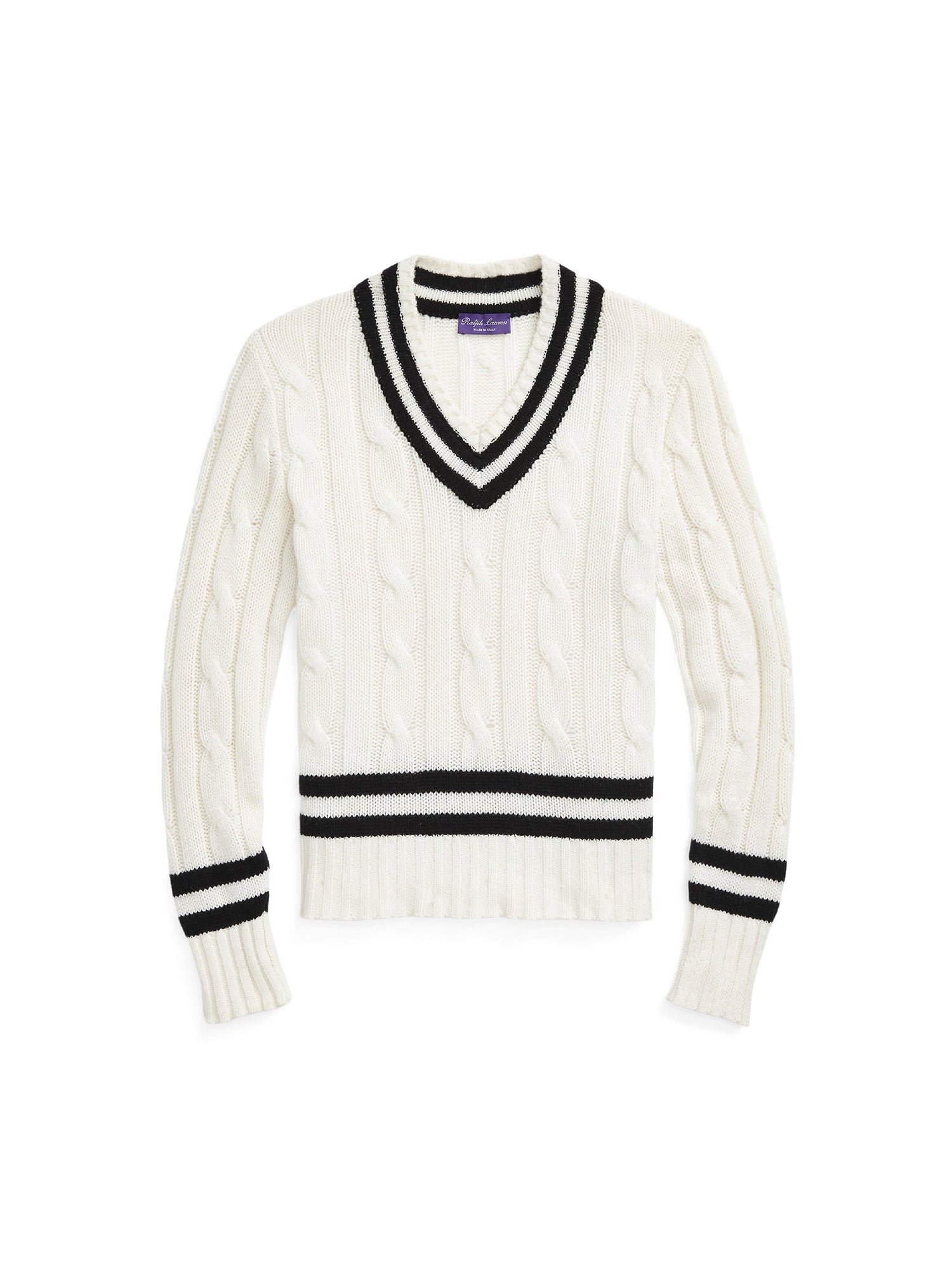 Pull de cricket en cachemire - Lux Cream With Classic Black
