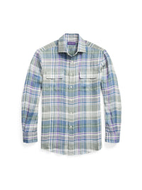 Tartan linen twill shirt - Multicolour