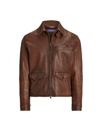 Veste newsboy Hugh en cuir - Marron Montecito