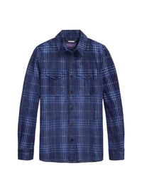 Suede tartan overshirt - Navy, Blue & Multicolour