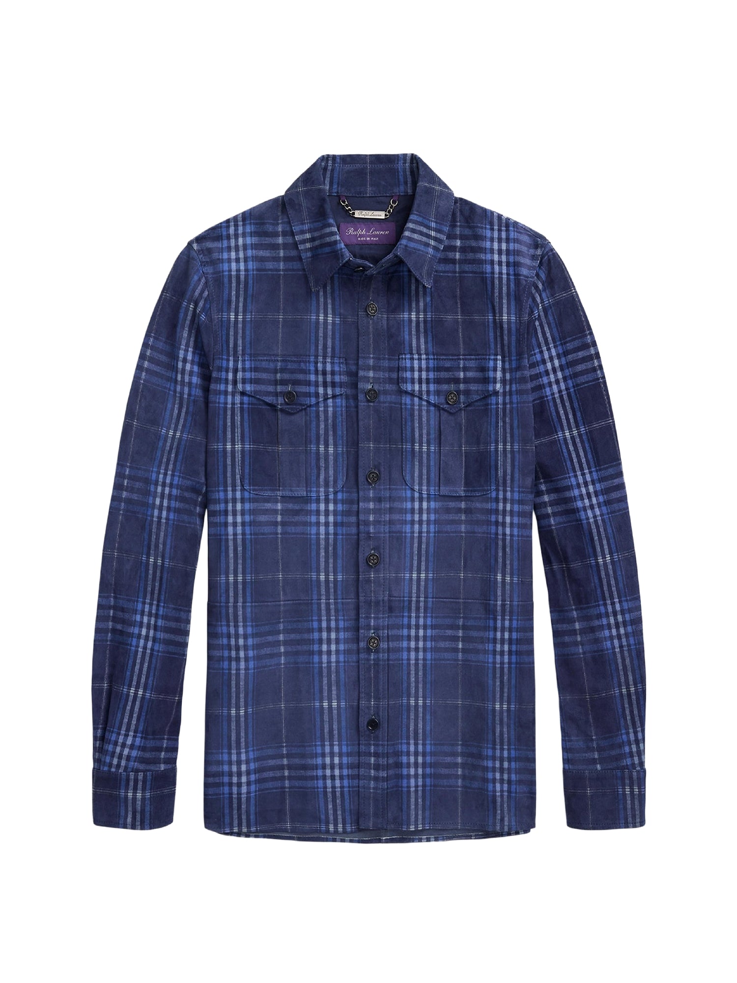 Suede tartan overshirt - Navy, Blue & Multicolour
