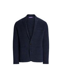 Cardigan blazer en lin mélangé texturé - Royal Navy Heather