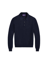 Pull texturé col polo en soie - Classic Chairman Navy
