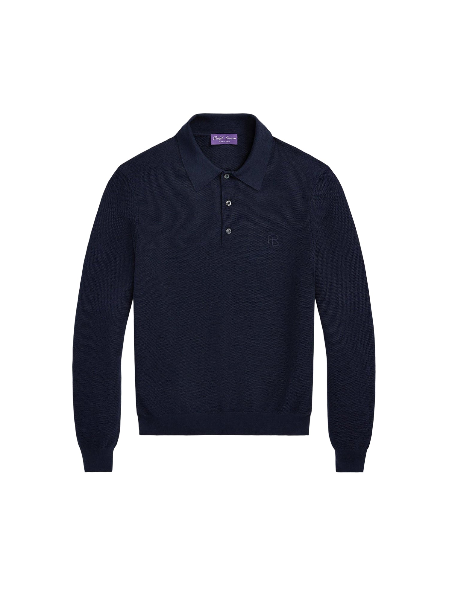 Pull texturé col polo en soie - Classic Chairman Navy