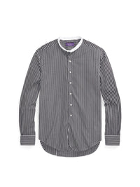 Chemise rayée col contrasté en popeline - White & Black