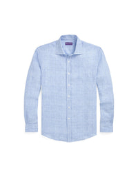 Chemise à motif prince-de-galles en lin - Blue