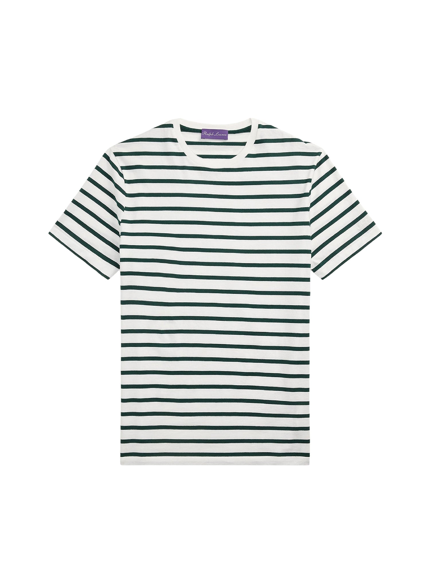 T-shirt rayé à col rond en fil d'Écosse - Classic, White & Multicolore