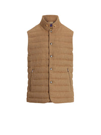 Gilet matelassé en laine et lin mélangé - Tan & Brown