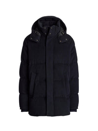 Wool blend hooded down jacket - Classic Chairman Navy