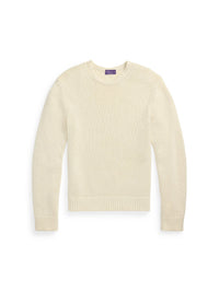 Cashmere and silk blend round-neck jumper - Limestone