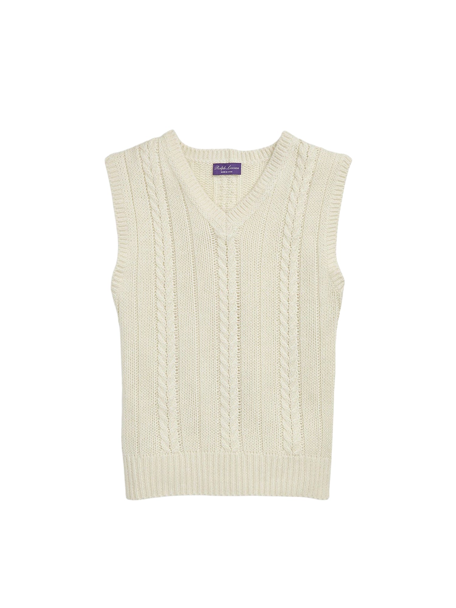 Cashmere and silk blend cable top - Limestone