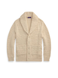 Cardigan ceinturé en coton et laine texturée - Limestone & Multicolore